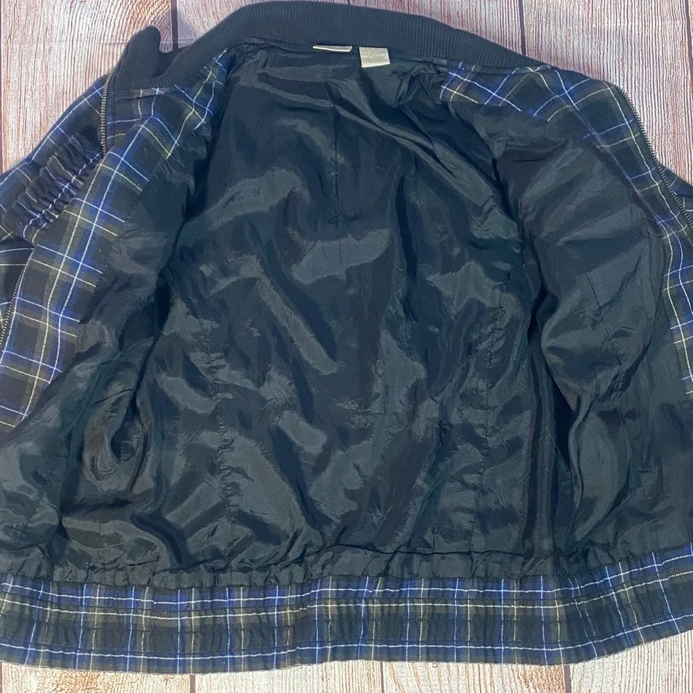 Rubbish Women’s Plaid Zip Jacket Large Blue Lined Casual Fall Layer